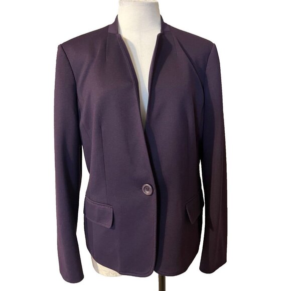 Kasper Separates Suit Jacket Blazer 14 Purple Grape Classic 1 Button Stretch - Picture 2 of 12